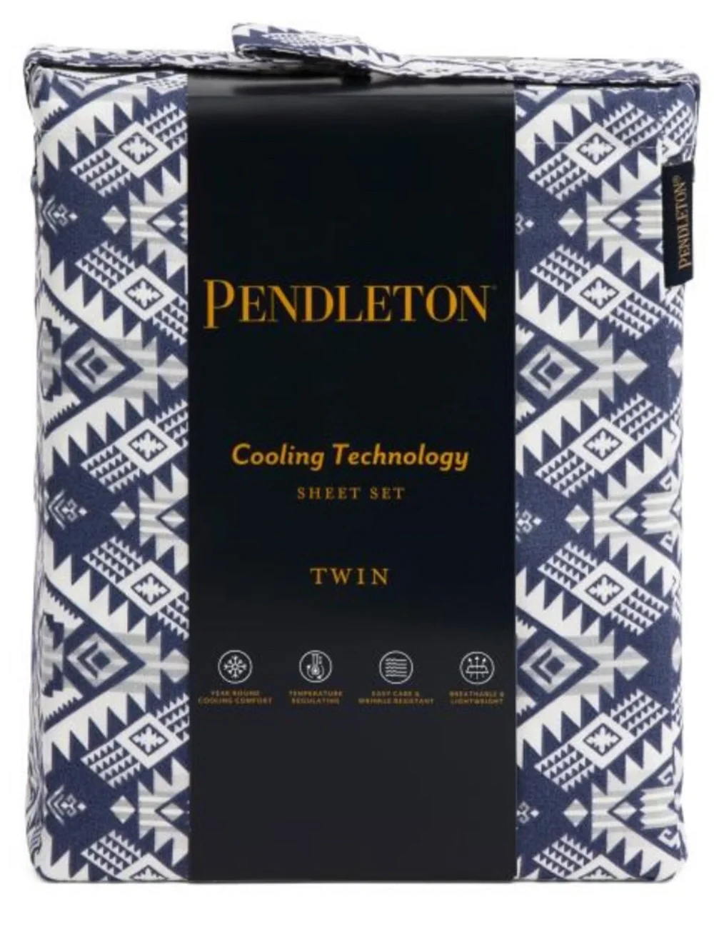 Pendleton Navy and White Cooling Geometric Sheet Set